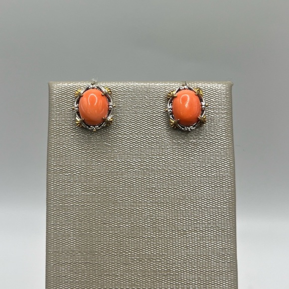Gems en Vogue Coral Stud Earrings - Picture 1 of 5